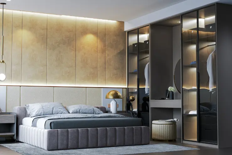 Modern Bedroom With Walk-In Wardrobe