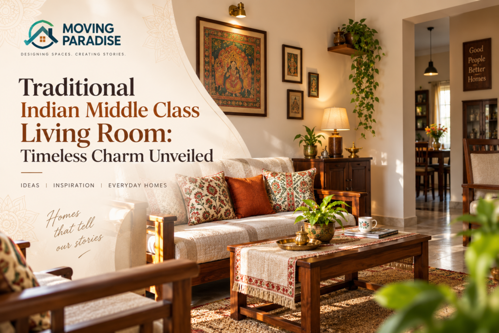 traditional indian middle class living room