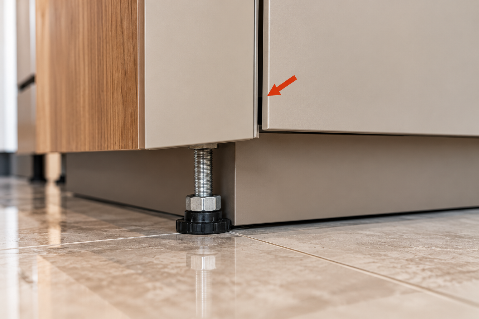 Cabinet Door Misalignment and Adjustable Leg
