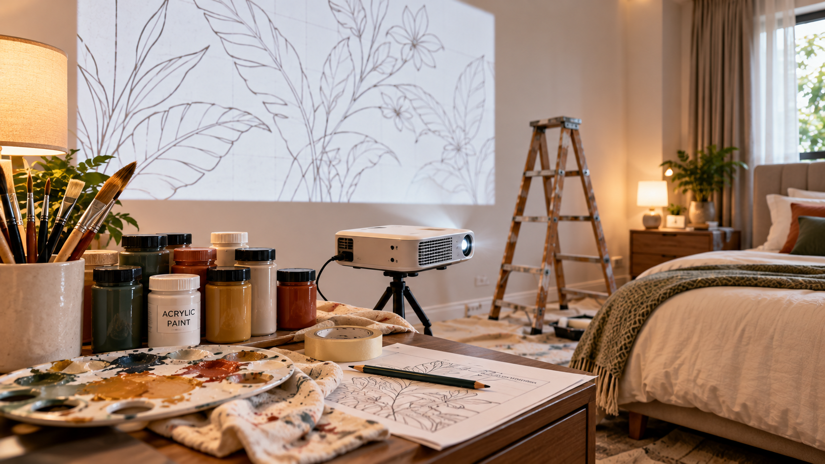 Cozy Bedroom Mural Setup