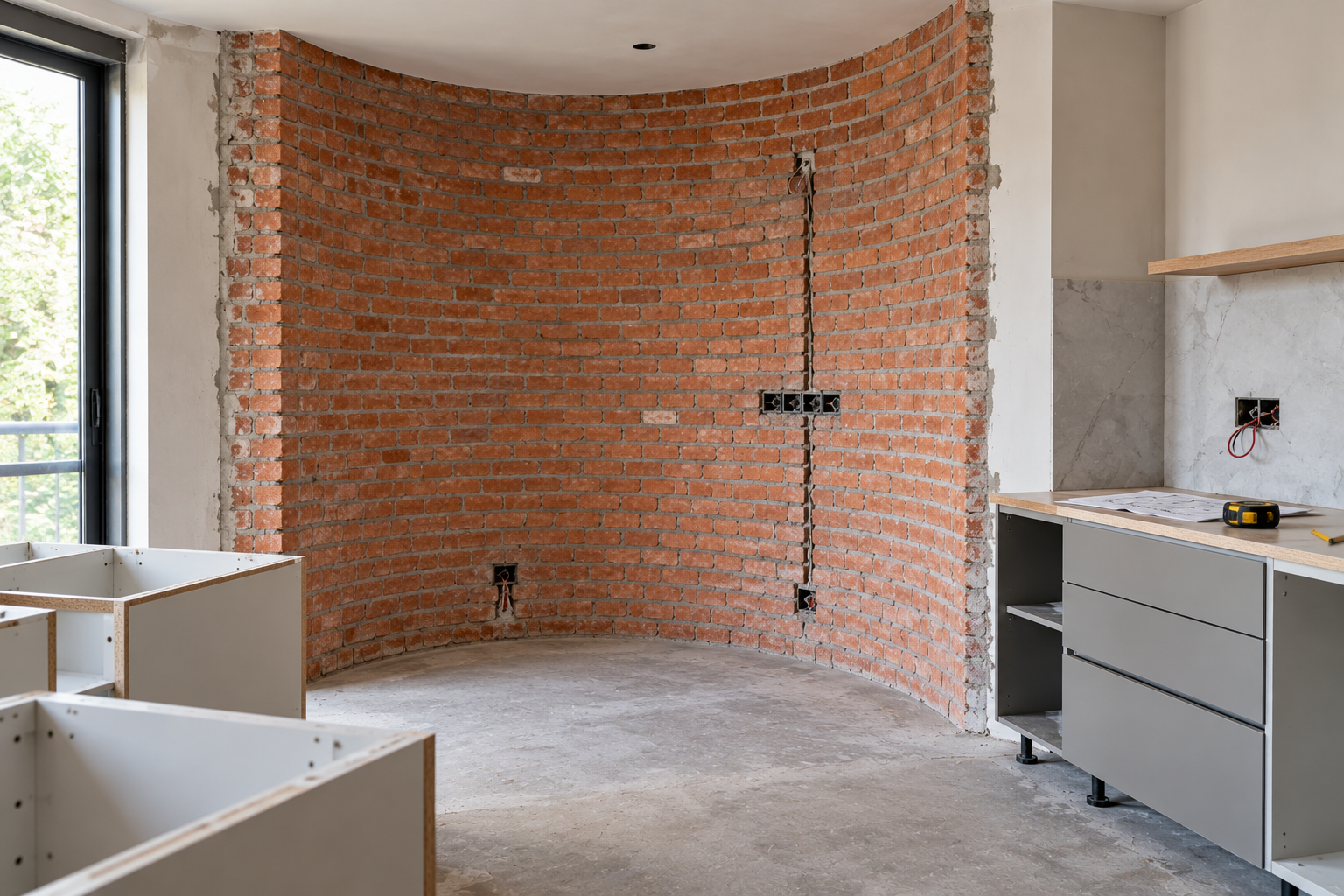 Curved Brick Alcove Kitchen Renovation