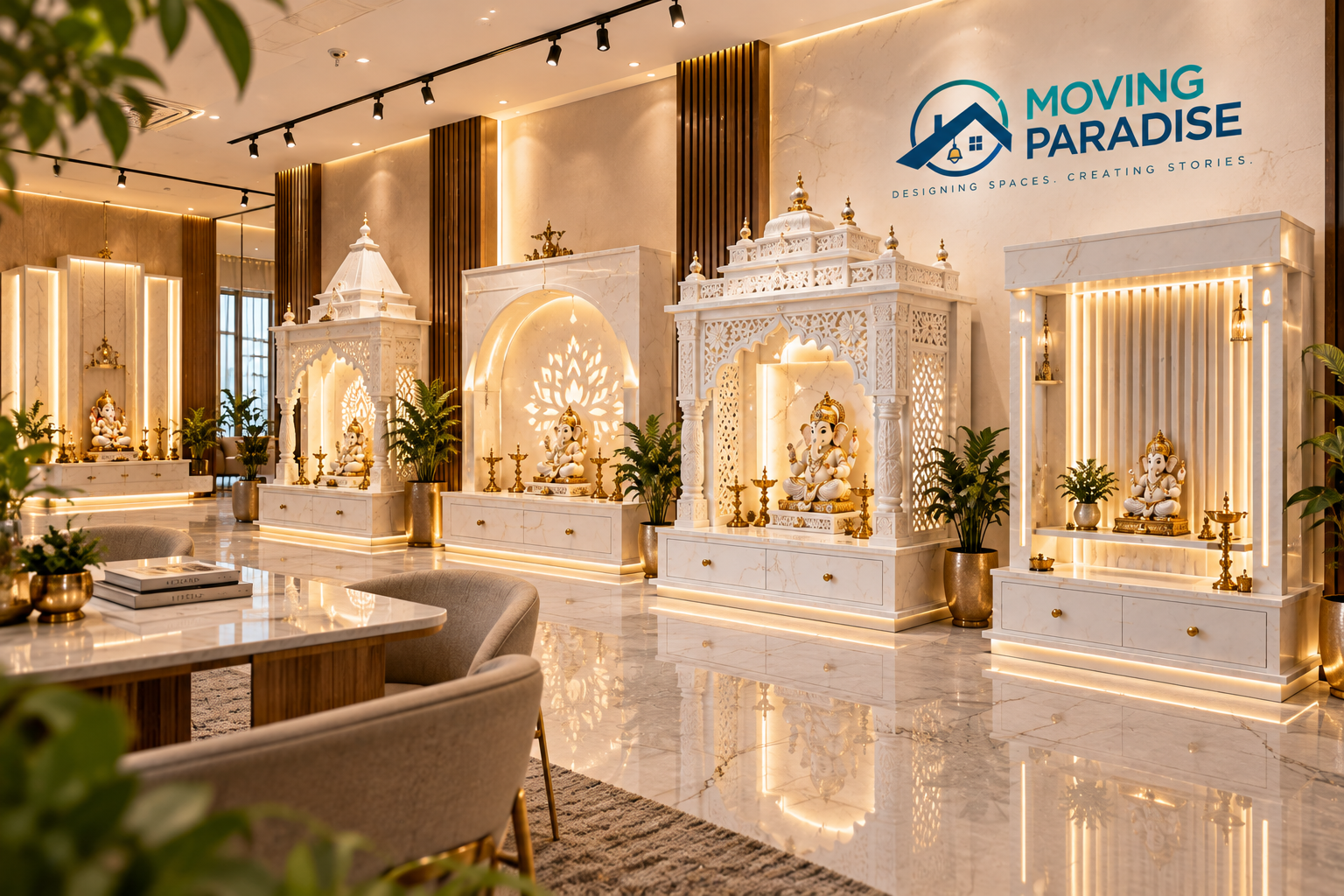 Luxury Marble Temple Showroom by Moving Paradise