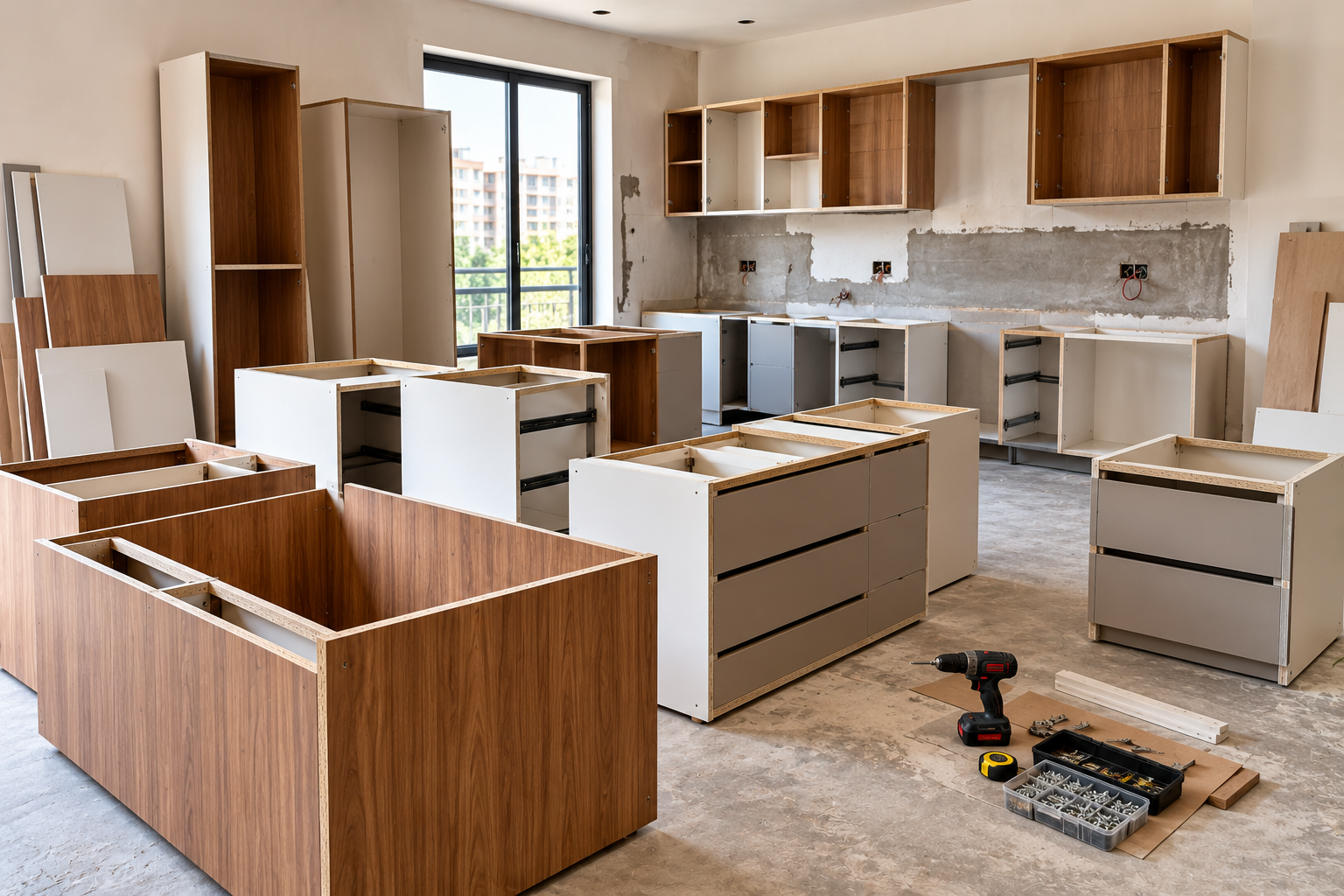 Modular Kitchen Installation in Progress